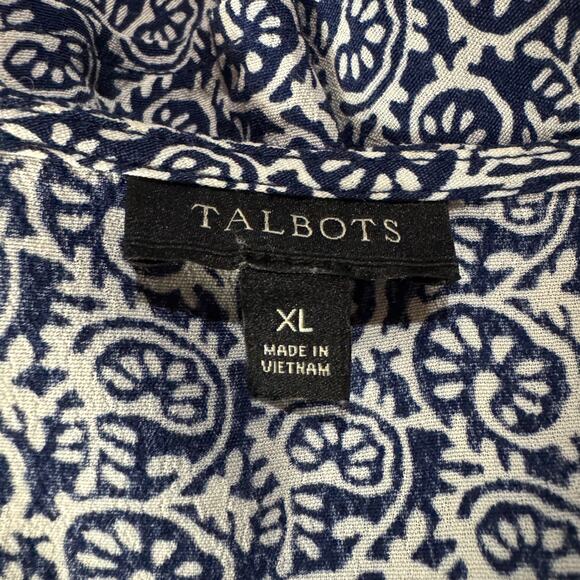 Talbots X-Large Faux Wrap Top Geometric Surplice V-Neck Dolman Elbow Sleeves - Picture 12 of 12